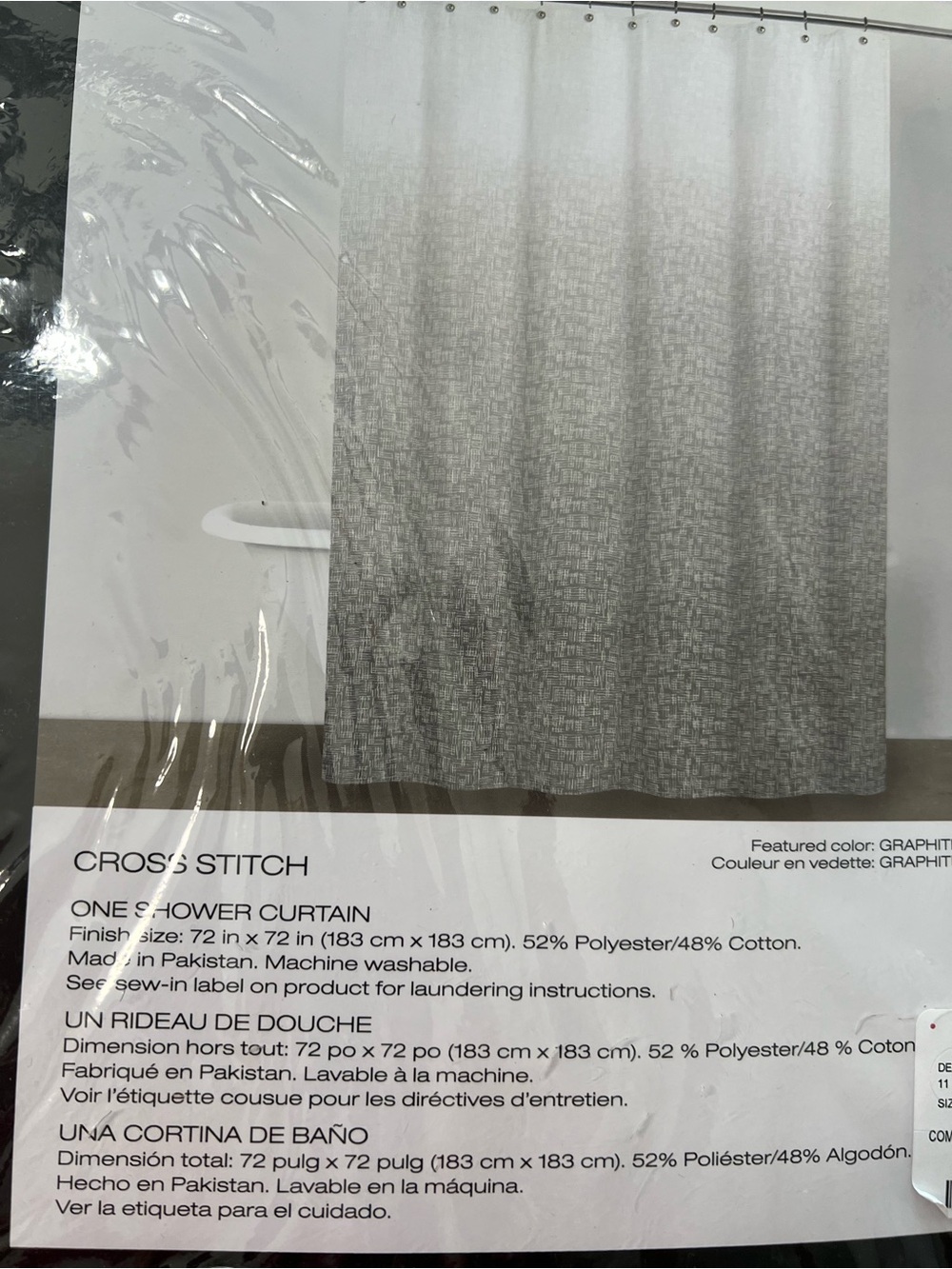 Cross Stitch One Shower Curtain - Graphite Gray Ombre